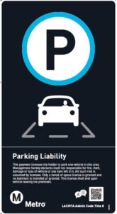 Metro Parking Liability sign