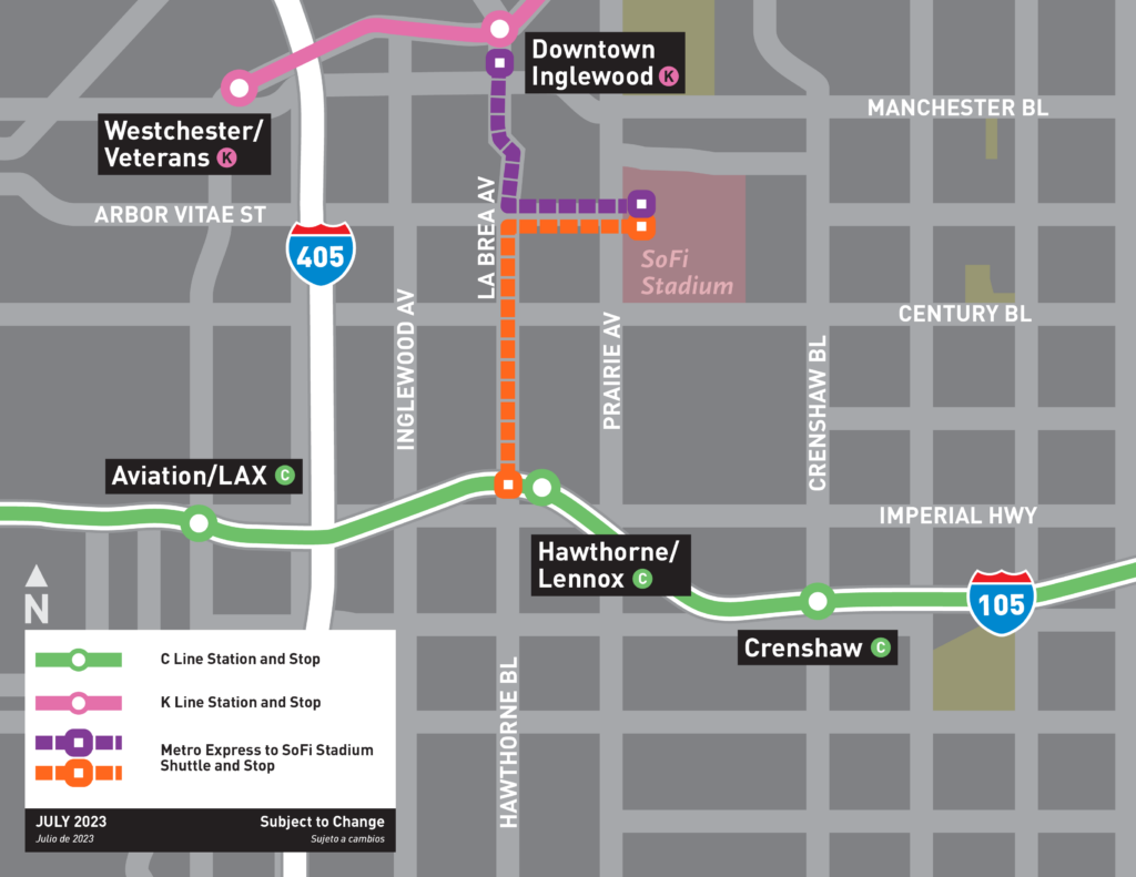 SoFi Metro shuttles route